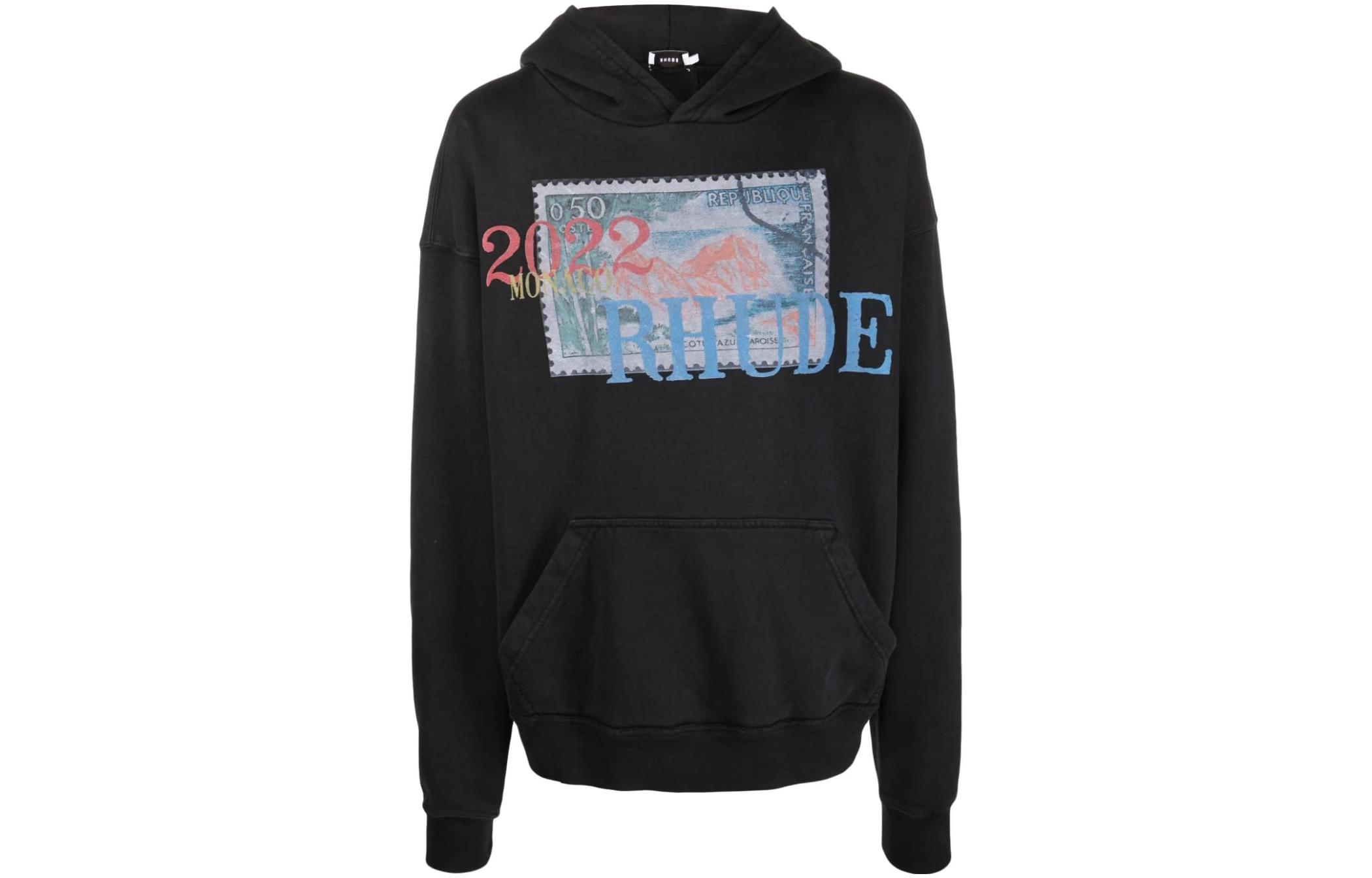 Rhude RHODE SS22 Black Alphanumeric Hoodie for Men RHS22HO060126100610