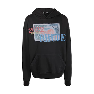 Rhude RHODE SS22 Black Alphanumeric Hoodie for Men RHS22HO060126100610