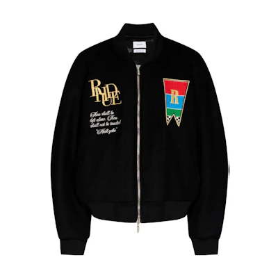 Rhude RHODE SS22 Embroidered Badge Bomber Jacket Black RHSS22JA0518537