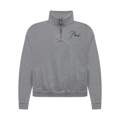 Rhude RHODE SS22 Quarter Zip Pullover Sweatshirt Gray Long Sleeve Logo Top Rhude4159988