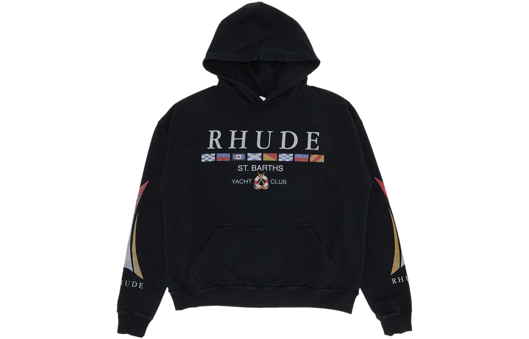 Rhude RHODE SS23 Black Pullover Hoodie with Letter Pattern - Long Sleeve SS23HO25838610