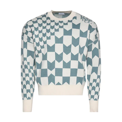 Rhude RHODE SS23 Checked Crewneck Pullover Sweatshirt Blue RHPS23SW03822184