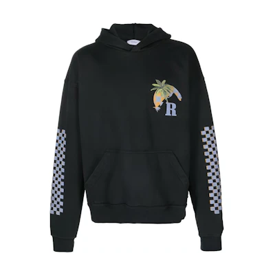 Rhude RHODE SS23 Front Graphic Print Pullover Hoodie Black Long Sleeve. RHPS23HO01826610BLK