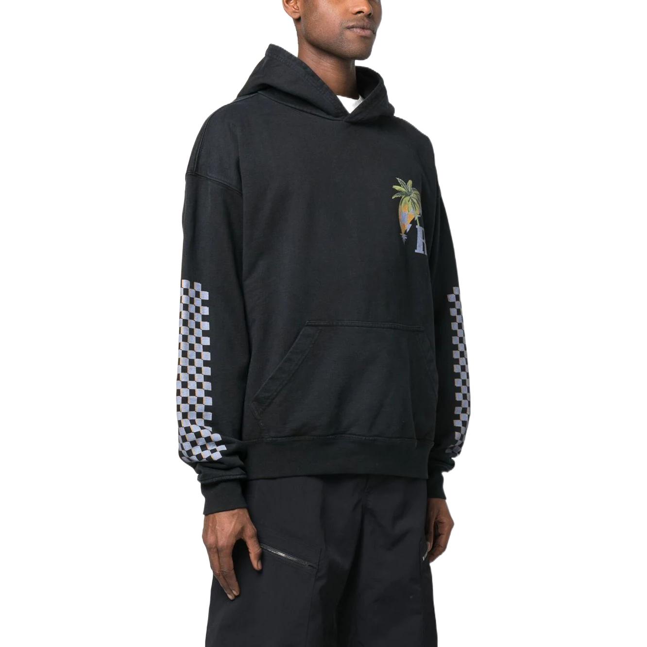 Purchase Rhude RHODE SS23 Hoodie Hitam Lengan Panjang dengan Desain Depan. RHPS23HO01826610BLK