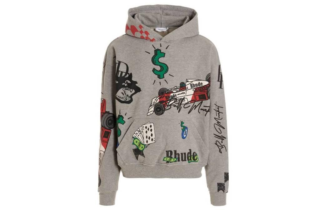 Rhude RHODE SS23 Graphic Print Hoodie Dark Gray RHFW22HO030121420142