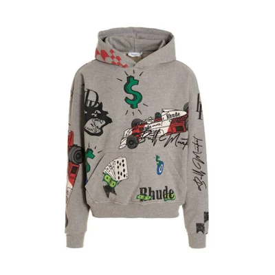 Rhude RHODE SS23 Graphic Print Hoodie Dark Gray RHFW22HO030121420142