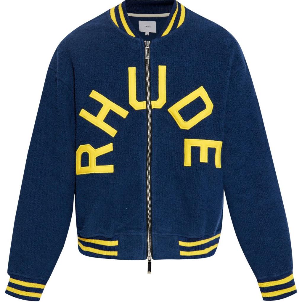 Rhude RHODE Varsity Zip-Up Jacket Blue Long Sleeve RHSS24JA07167276