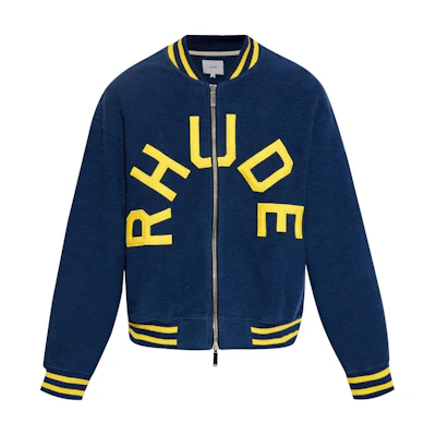 Rhude RHODE Varsity Zip-Up Jacket Blue Long Sleeve RHSS24JA07167276