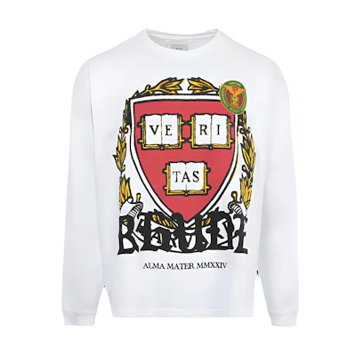 Rhude RHODE White Crewneck Letter Print Long-Sleeve Sweatshirt PF24TT170120241