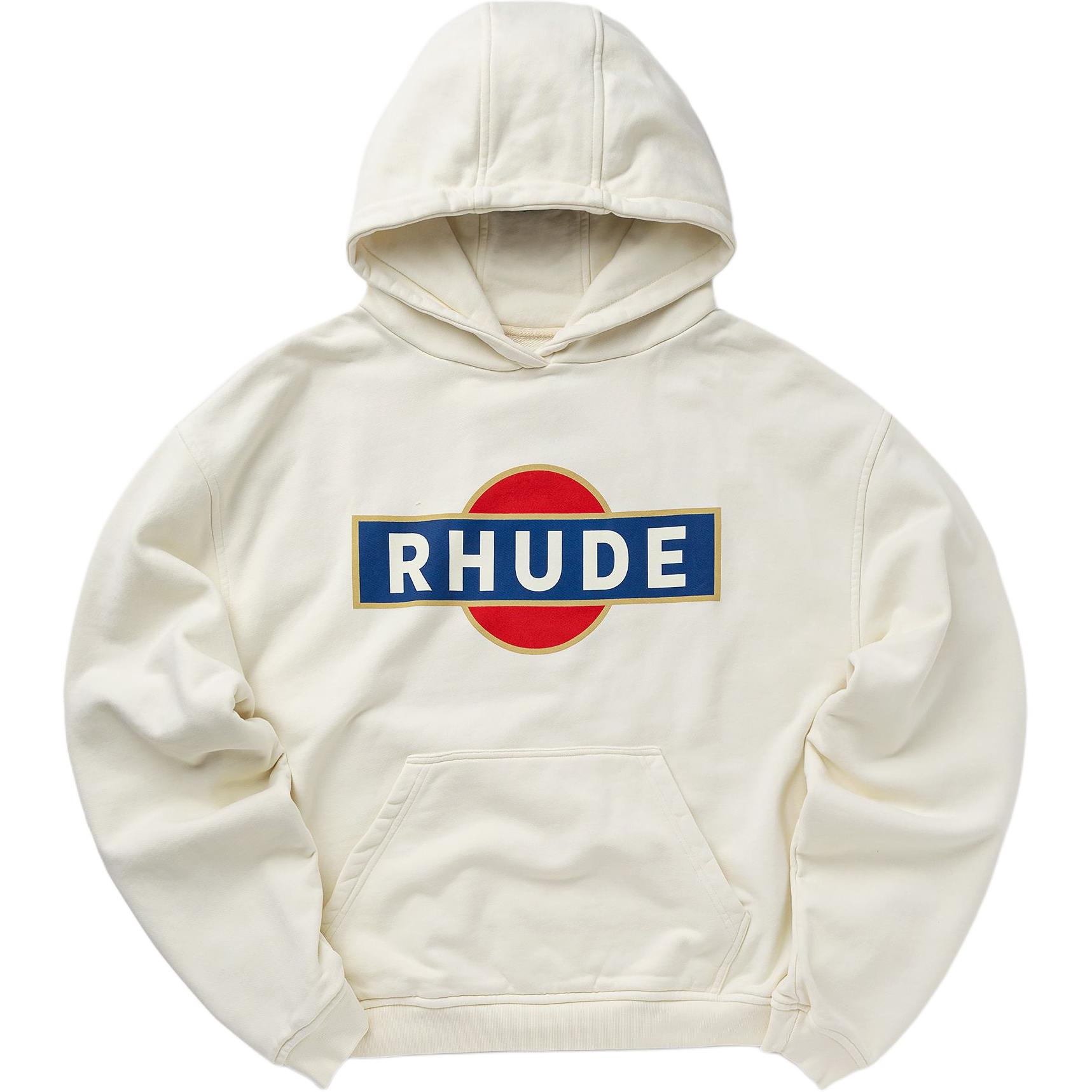 Rhude RHODE White Pullover Hoodie with Letter Graphic Print for Men RHPF24HO020120241