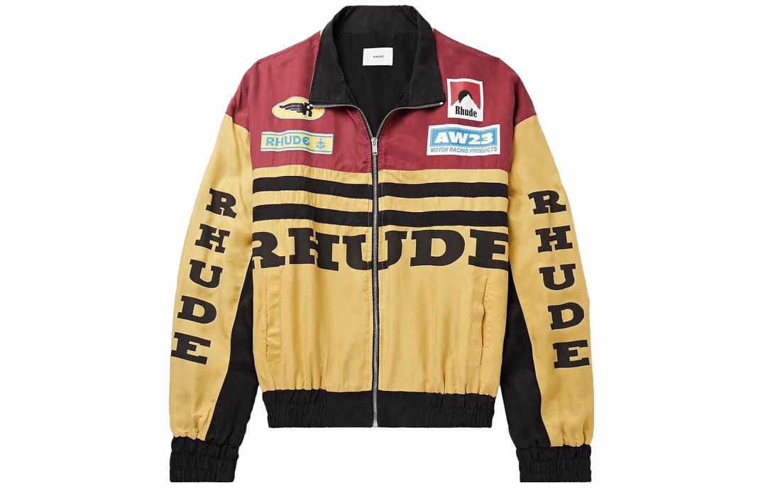 Rhude RHODE Yellow Letter Print Zip-Up Jacket with Collared Long Sleeves FW23JA27307866