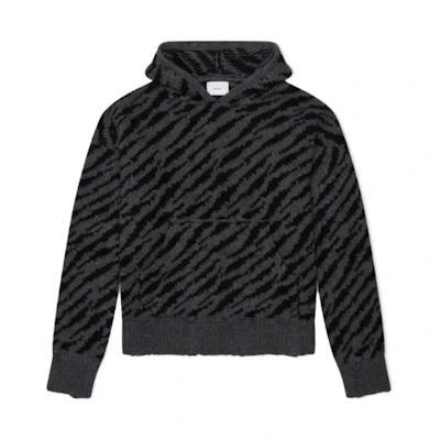 Rhude RHODE Zebra Knit Hoodie Animal Print Pullover Black Long Sleeve RHPF23H008151674BCR