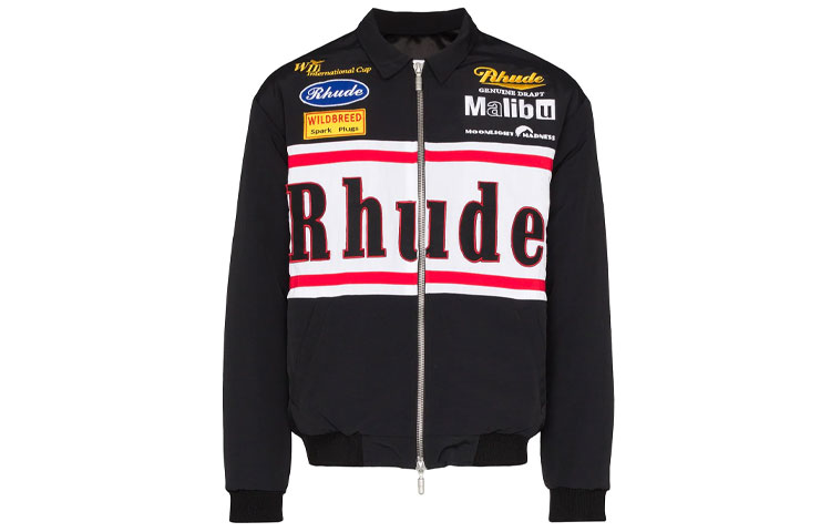 Rhude RHODE Zip-Up Jacket with Printed Logo and Turn-Down Collar 05AJA06201BLK