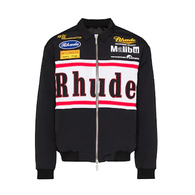 Rhude RHODE Zip-Up Jacket with Printed Logo and Turn-Down Collar 05AJA06201BLK