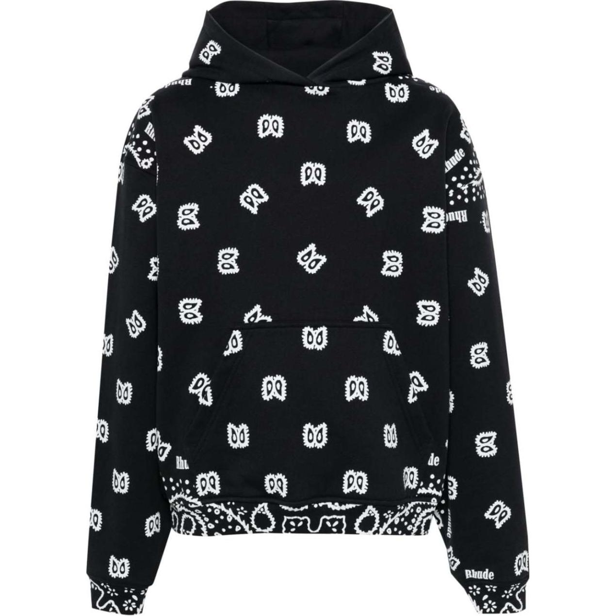 Rhude RHUE All-Over Print Pullover Hoodie Black RHPF24HO018562306