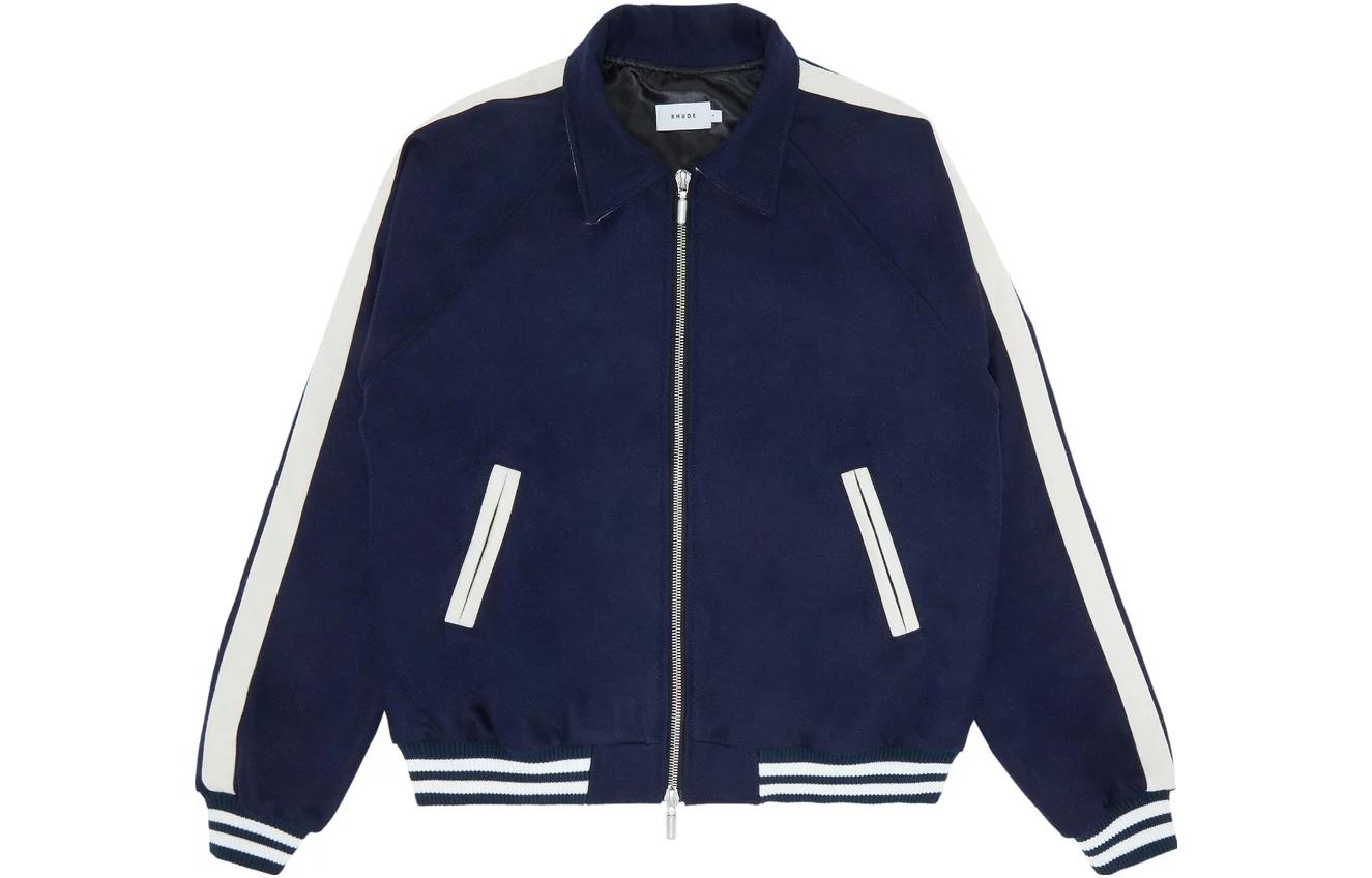 Rhude RHUE FW22 Logo Print Collared Long Sleeve Jacket Blue - RHFW22JA45674302