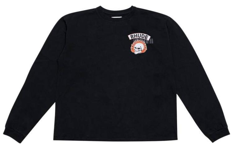 Rhude RHUE Graphic Print Crewneck Long Sleeve Sweatshirt Black FW23TT10012610