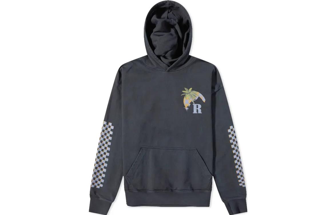 Rhude RHUE Letter Print Pullover Hoodie Black Loose Fit Long Sleeve RHPS23HO018266100610