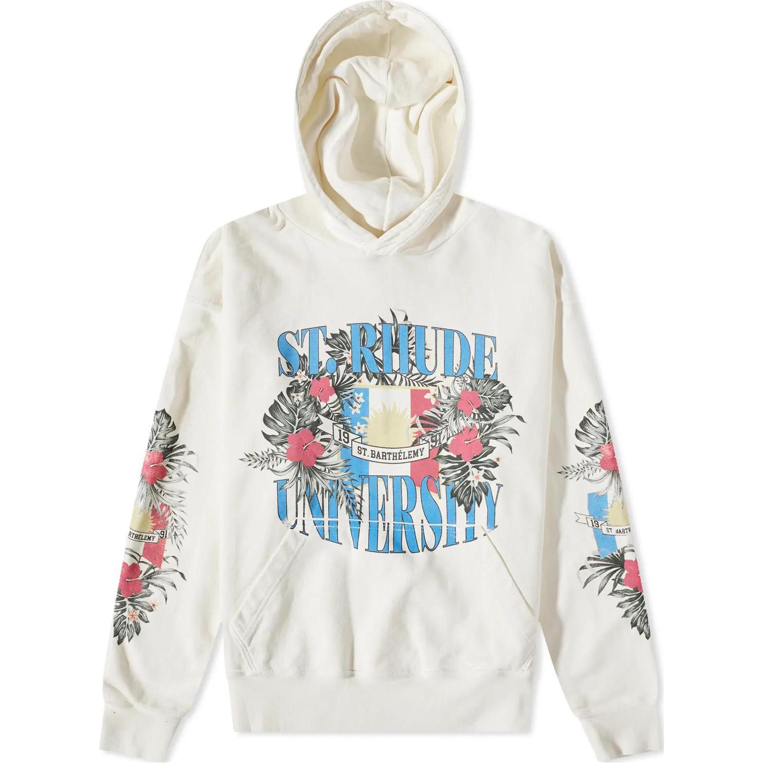 Rhude RHUE Loose Fit Letter Print Hoodie White - Long Sleeve RHPS23HO058266110611