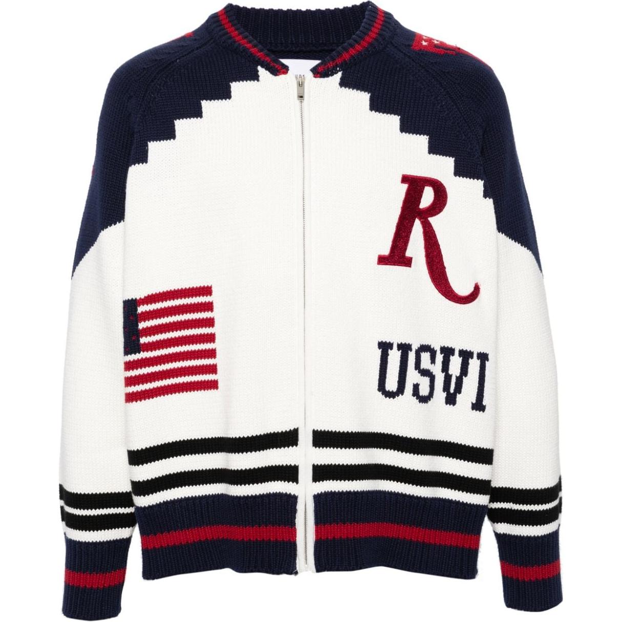 Rhude RHUE Men’s Embroidered Logo Colorblock Varsity Jacket Multicolor RHPS24SW07504142