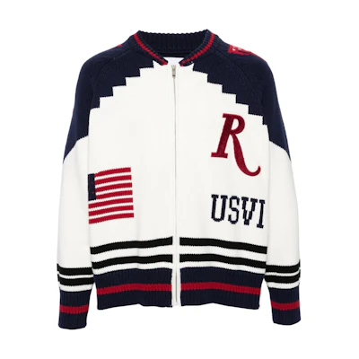 Rhude RHUE Men’s Embroidered Logo Colorblock Varsity Jacket Multicolor RHPS24SW07504142