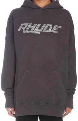 Rhude RHUE 水鑽標誌黑色連帽衫 男款長袖上衣 02AHO03801 Buy Rhude RHUE 水鑽標誌黑色連帽衫 男款長袖上衣 02AHO03801