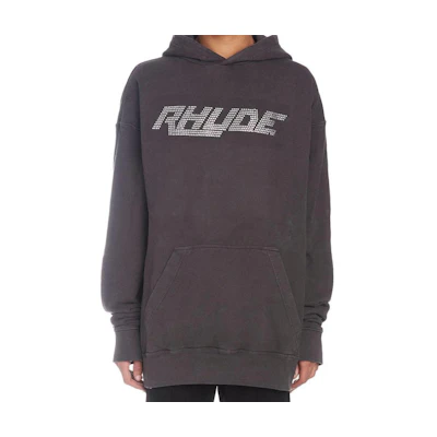 Rhude RHUE Rhinestone Logo Black Hoodie Men’s Long Sleeve 02AHO03801