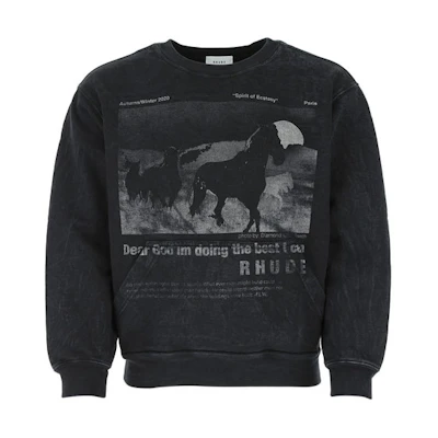 Rhude RHUE SS21 Graphic Print Hoodie Black Mens RHFW20SW000000030015