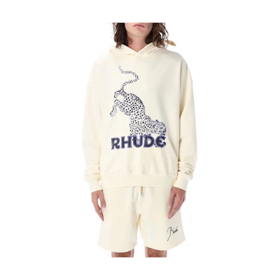 Rhude RHUE SS22 Beige Letter Animal Print Hoodie Fashion HO04012611F0611