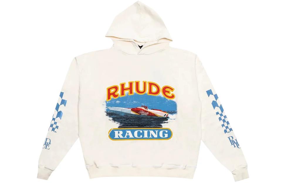 Rhude RHUE White Oversized Hoodie with Letter Print Long Sleeves RHPSS23HO17838611