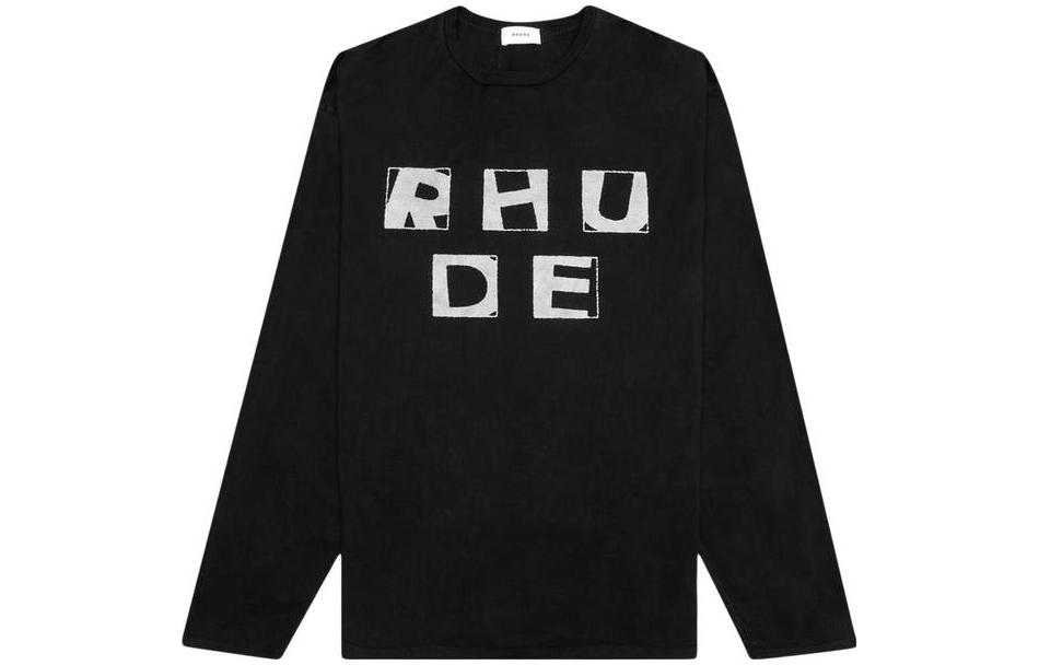 Rhude RHUGE Loose Fit Logo Print Crewneck Sweatshirt Black Men PS21TT00000004