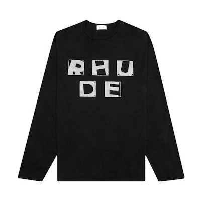 Rhude RHUGE Loose Fit Logo Print Crewneck Sweatshirt Black Men PS21TT00000004