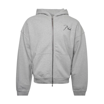 Rhude RHUGE Solid Logo Embroidered Zip-Up Hoodie Gray FW22HO09012142