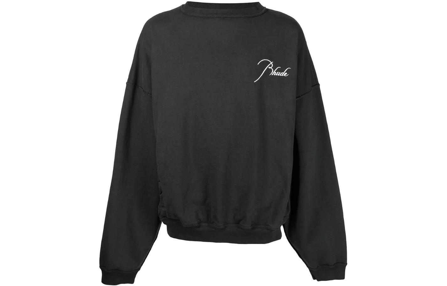 Rhude RHUGE SS22 Logo Print Colorblock Long Sleeve Sweatshirt Black RHFW21TT14012372372
