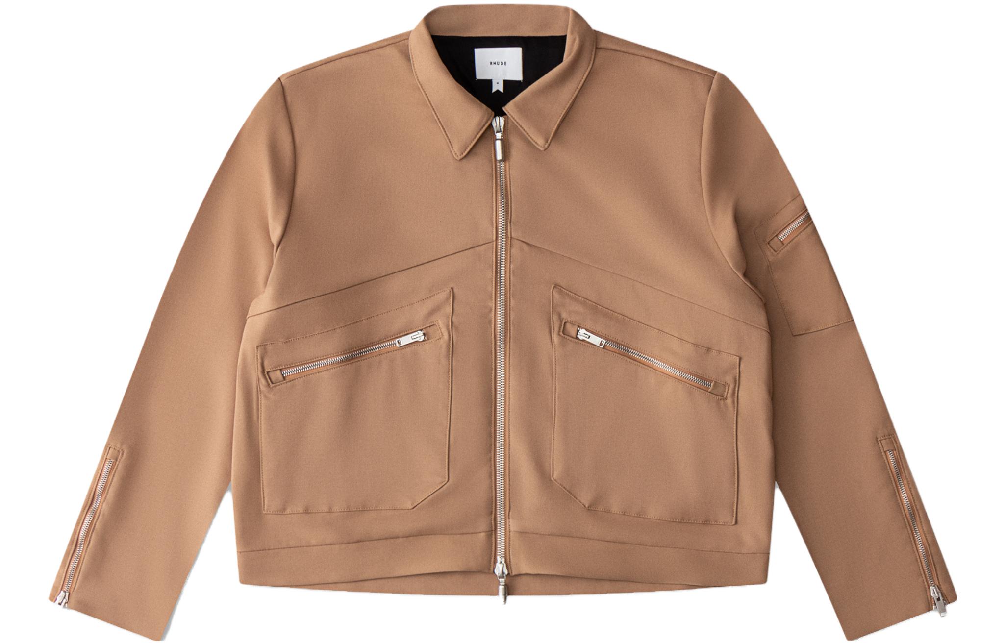 Rhude Sambac Oversized Khaki Suiting Jacket - Long Sleeve Casual Blazer RHPF23JA-14162372-TAN