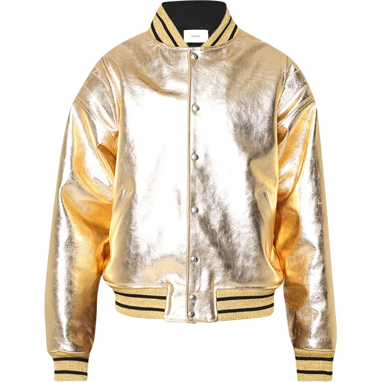 Rhude Solid Color Baseball Collar Button-Up Jacket Gold FW23JA19427125