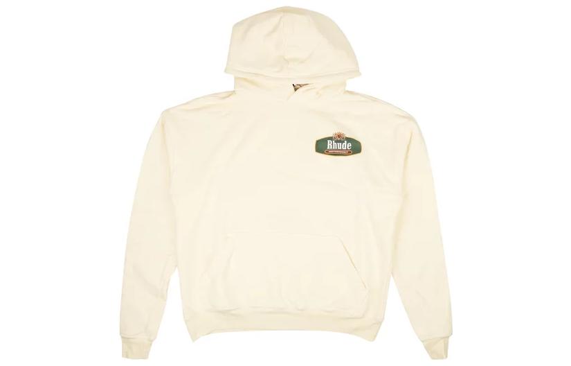 Rhude Solid Color Letter Print Hoodie Beige PS22HO05012028