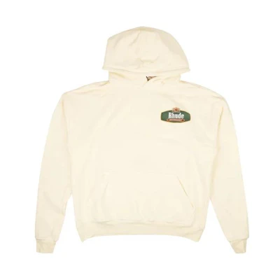 Rhude Solid Color Letter Print Hoodie Beige PS22HO05012028