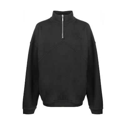 Rhude Solid Color Logo Embroidered Half-Zip High Neck Sweatshirt Black RHFW22SW060120372