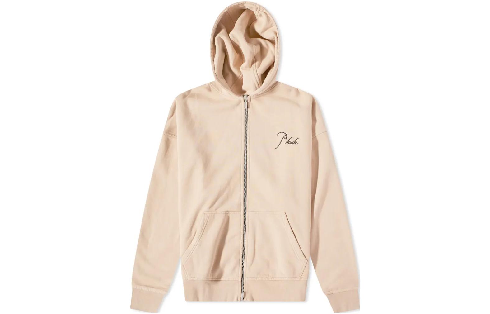 Rhude Solid Color Logo Embroidered Hoodie Men’s Beige RHPS23HO068260330033