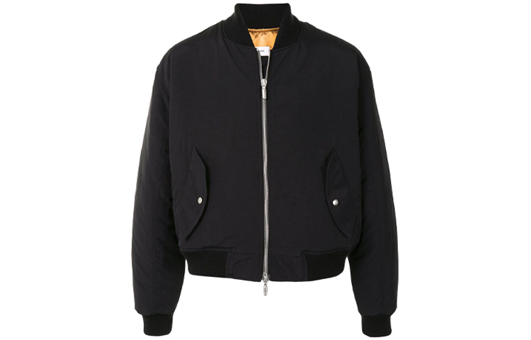 Rhude Solid Color Zip-Up Bomber Jacket Black RHU08PF20091