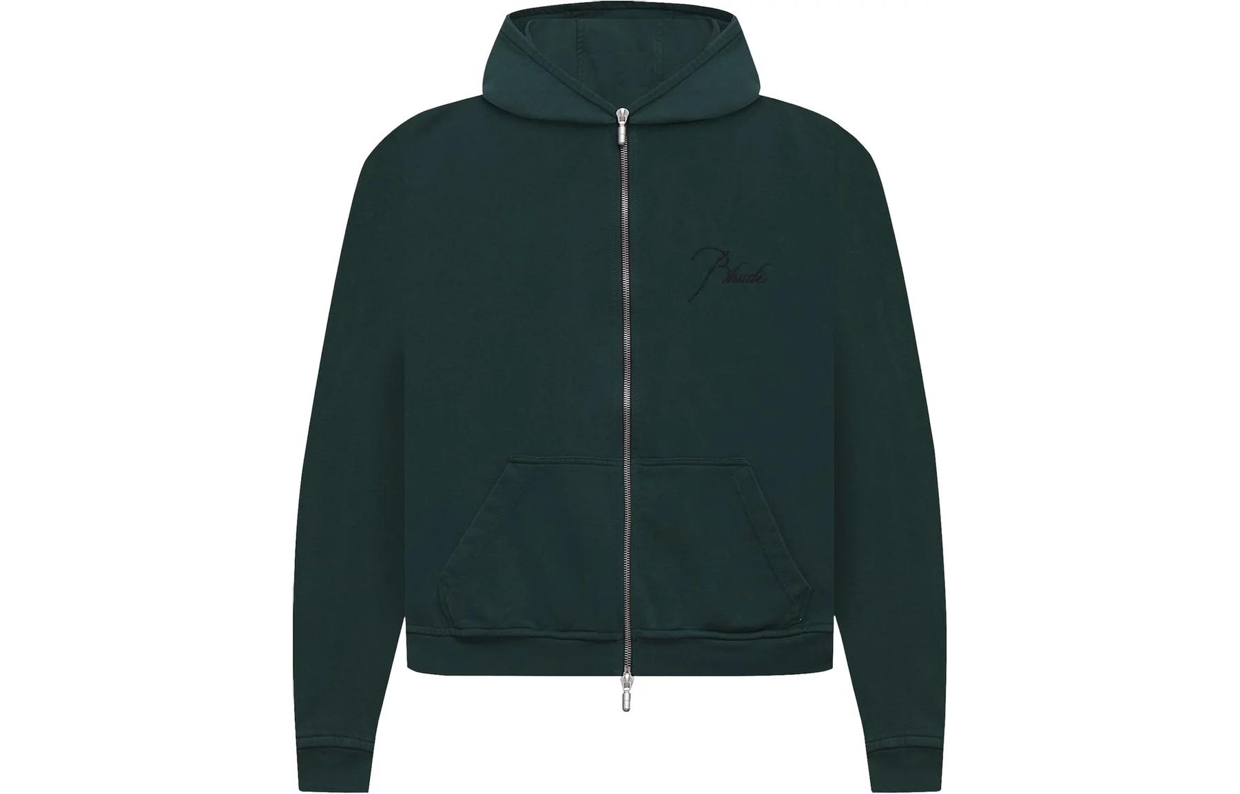 Rhude Solid Zip-Up Hoodie Unisex - Dark Green PS21HO00000003