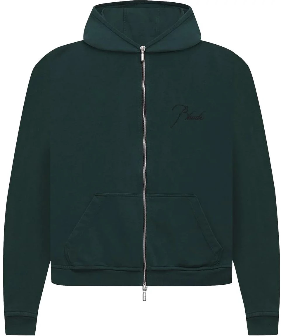 rhude-solid-zip-up-hoodie-unisex-dark-green-ps-21-ho-00000003