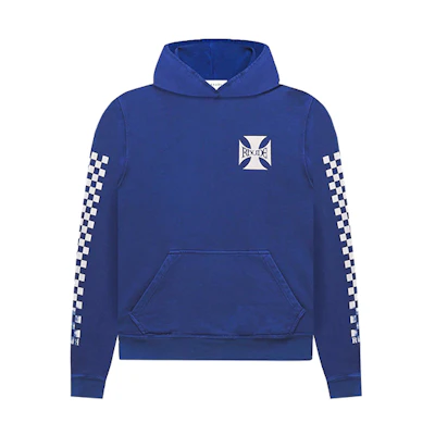 Rhude SS21 Classic Checkers Graphic Hoodie Blue Pullover RHFW20HO00000006