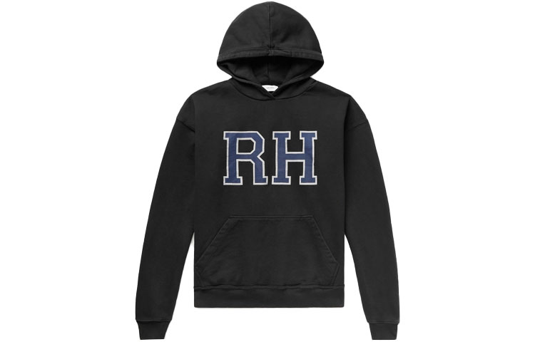 Rhude SS21 Letter Print Cotton Hoodie Black RHPS21H000000002-BLACK