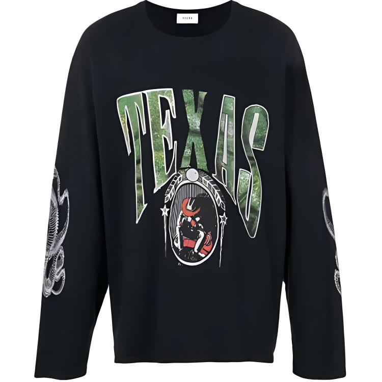 Rhude SS21 Texas Oversized Graphic Crewneck Sweatshirt Men’s Black RHU07MS20031