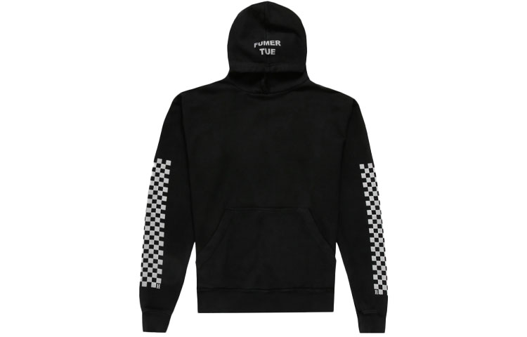 RHUDE SS21 Vintage Black Checkered Printed Hoodie Men’s Black RHPS21HO00000007