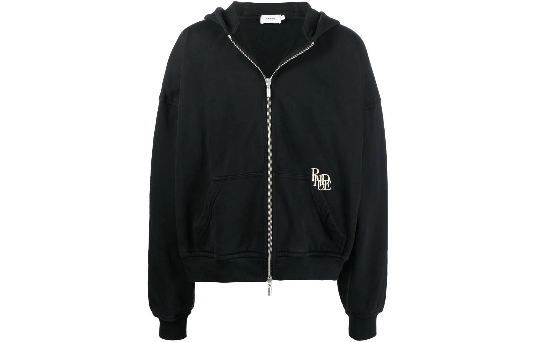 Rhude SS22 Black Embroidered Logo Hoodie Jacket RHSS22HO030126100610