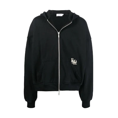 Rhude SS22 Black Embroidered Logo Hoodie Jacket RHSS22HO030126100610