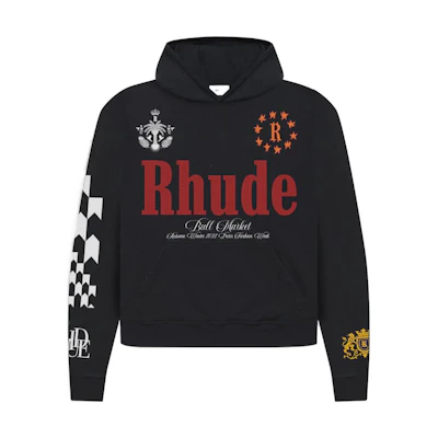 Rhude SS22 Black Flag Graphic Back Long Sleeve Hoodie Rhude4220383
